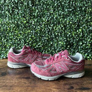 New Balance 990v4 Kid Sz 4 Burgundy Running Shoes Sneakers KJ990BYG Grey Boys